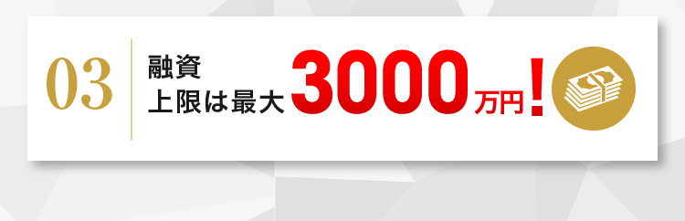 融資上限は最大3000万円!