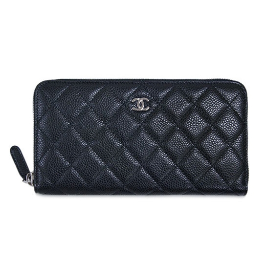 シャネル CHANEL キャビアスキン ラウンドファスナー長財布 A50097