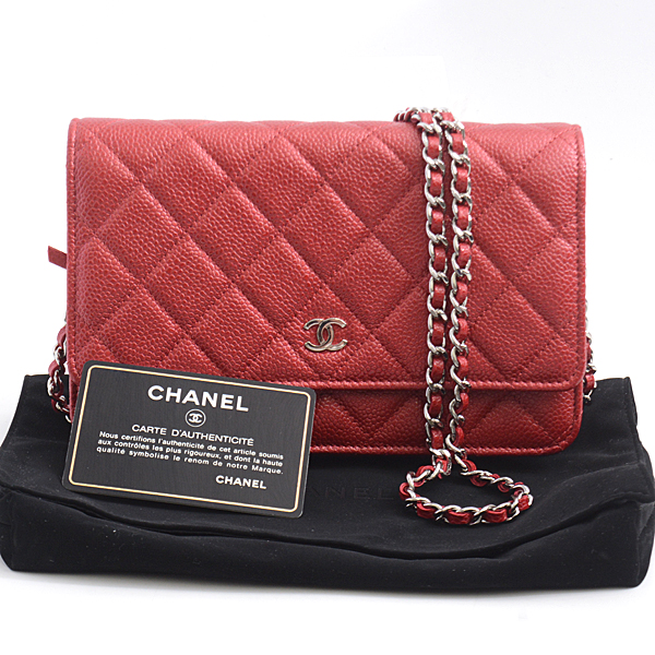 CHANEL シャネル マトラッセ チェーンウォレ キャビアスキン レッド 赤 CHANEL シャネル マトラッセ チェーンウォレ キャビアスキン レッド 赤
